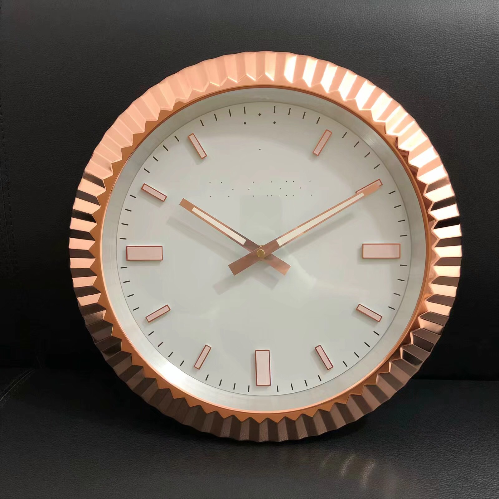 Green Luminous Wall Clocks Rose Gold White Face 34cm - Click Image to Close